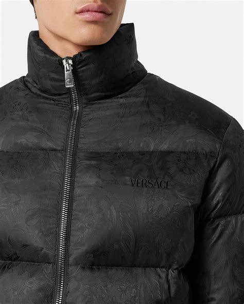 versace collection nylon puffer jacket|versace barocco puffer jacket men.